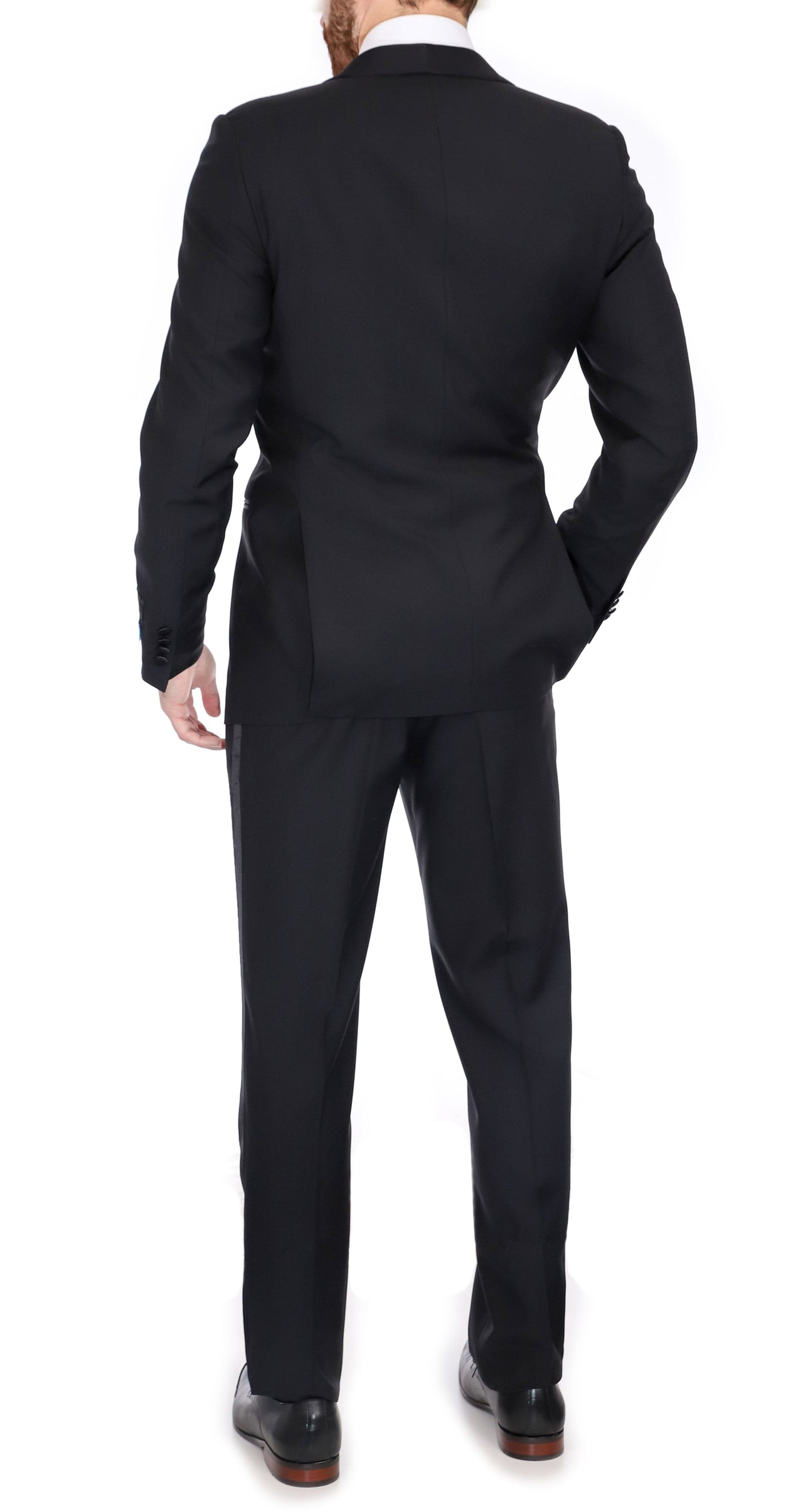 Blujacket SUITS Blujacket Men's Black 100% Italian Wool Canvassed Regular Fit Tuxedo Suit