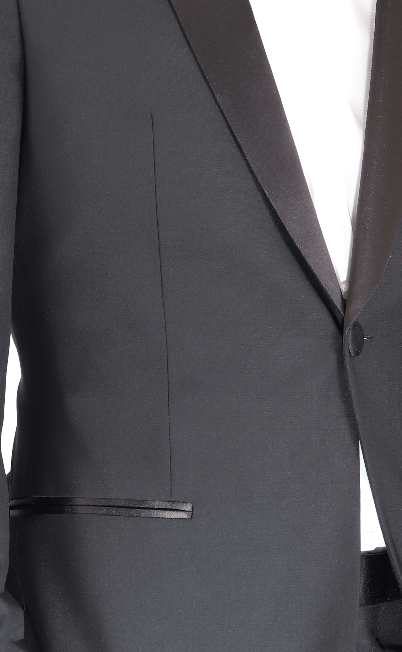 Blujacket SUITS Blujacket Men's Black Italian Wool Canvassed Slim Fit Shawl Lapel Tuxedo Suit