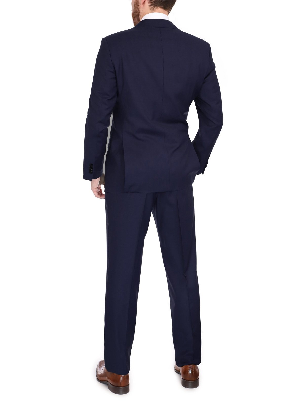 Blujacket SUITS Blujacket Men's Solid Navy Blue 100% Wool Canvassed Slim Fit Suit