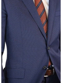 Thumbnail for Blujacket SUITS Blujacket Mens Blue Check 100% Wool Trim Fit 2 Button Suit