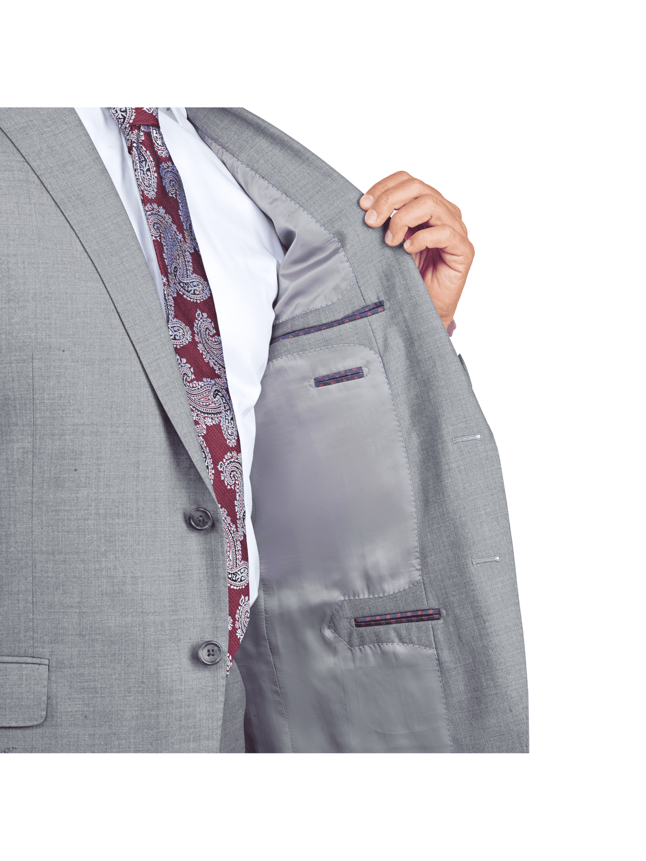 Blujacket SUITS Blujacket Mens Light Gray Wool Cashmere Regular Fit 2 Piece Suit