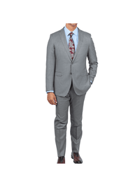 Thumbnail for Blujacket SUITS Blujacket Mens Solid Light Gray Wool Cashmere Trim Fit 2 Piece Suit