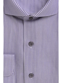 Thumbnail for Brand P & S SHIRTS Mens Cotton Blue Striped Slim Fit Cutaway Collar Easy Care Dress Shirt