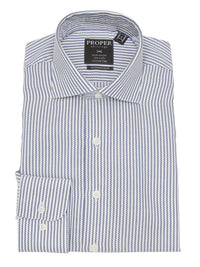 Thumbnail for Brand P & S SHIRTS Mens Cotton White & Blue Striped Slim Fit Cutaway Collar Dress Shirt