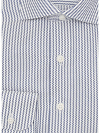 Thumbnail for Brand P & S SHIRTS Mens Cotton White & Blue Striped Slim Fit Cutaway Collar Dress Shirt