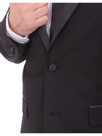 Thumbnail for Braveman TUXEDOS Braveman Slim Fit Solid Black Two Button Tuxedo Suit With Satin Lapel