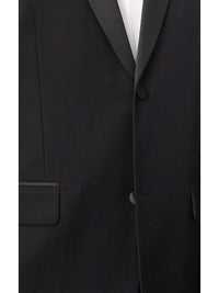 Thumbnail for Braveman TWO PIECE SUITS Braveman Mens Solid Black Classic Fit Tuxedo Suit With Satin Lapels