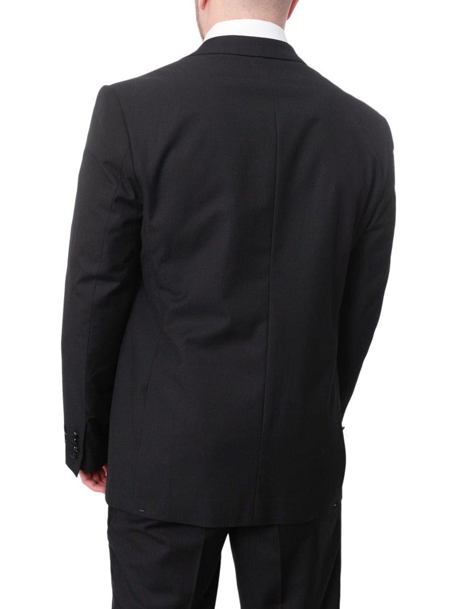 Braveman TWO PIECE SUITS Braveman Mens Solid Black Classic Fit Tuxedo Suit With Satin Lapels