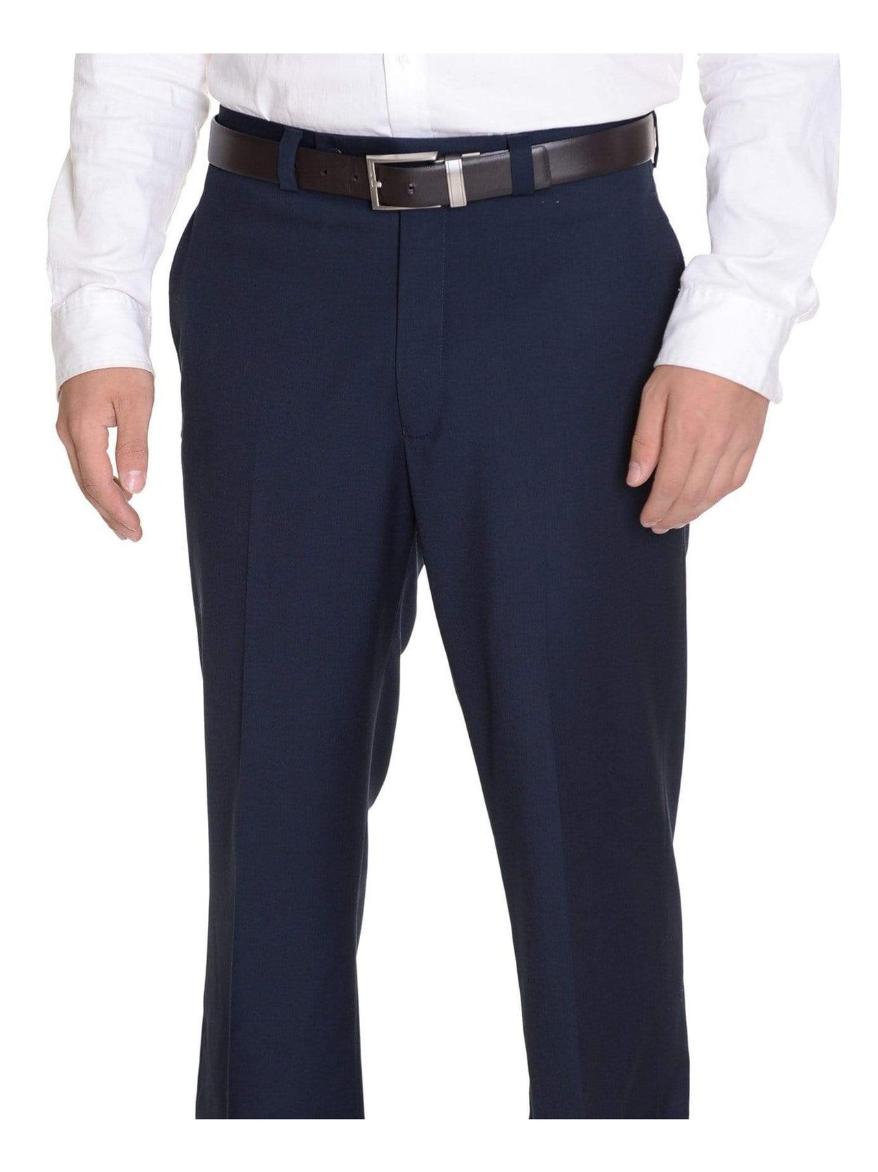 Calvin Klein PANTS 34X29 Calvin Klein Regular Fit Solid Navy Blue Flat Front Washable Dress Pants