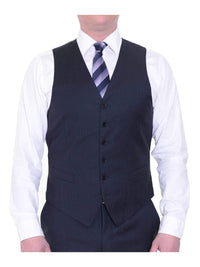 Thumbnail for Canali THREE PIECE SUITS Canali 38xl 48 Drop 7 Navy Tonal Striped Three Piece Wool Suit With Peak Lapels