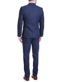 Thumbnail for Carducci SUITS Carducci Mens French Blue Pinstripe Wool Blend Slim Fit Suit With Peak Lapels