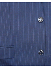 Thumbnail for Carducci SUITS Carducci Mens French Blue Pinstripe Wool Blend Slim Fit Suit With Peak Lapels