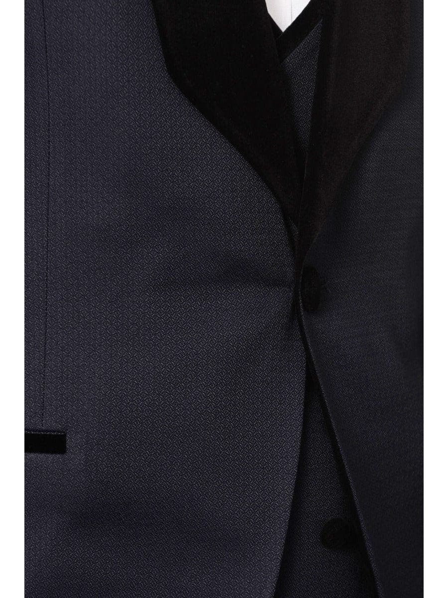 Cemden Sale Suits Cemden Men's Navy Blue 3 Piece 1-button Slim Fit Tuxedo Suit