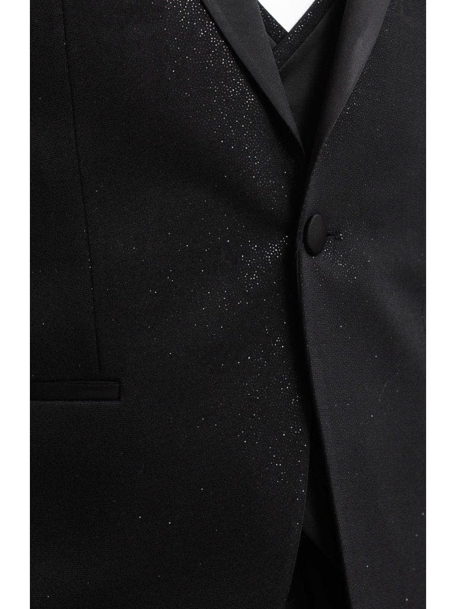 Cemden Sale Suits Cemden Slim Fit Black Sparkled One Button Three Piece Tuxedo Suit