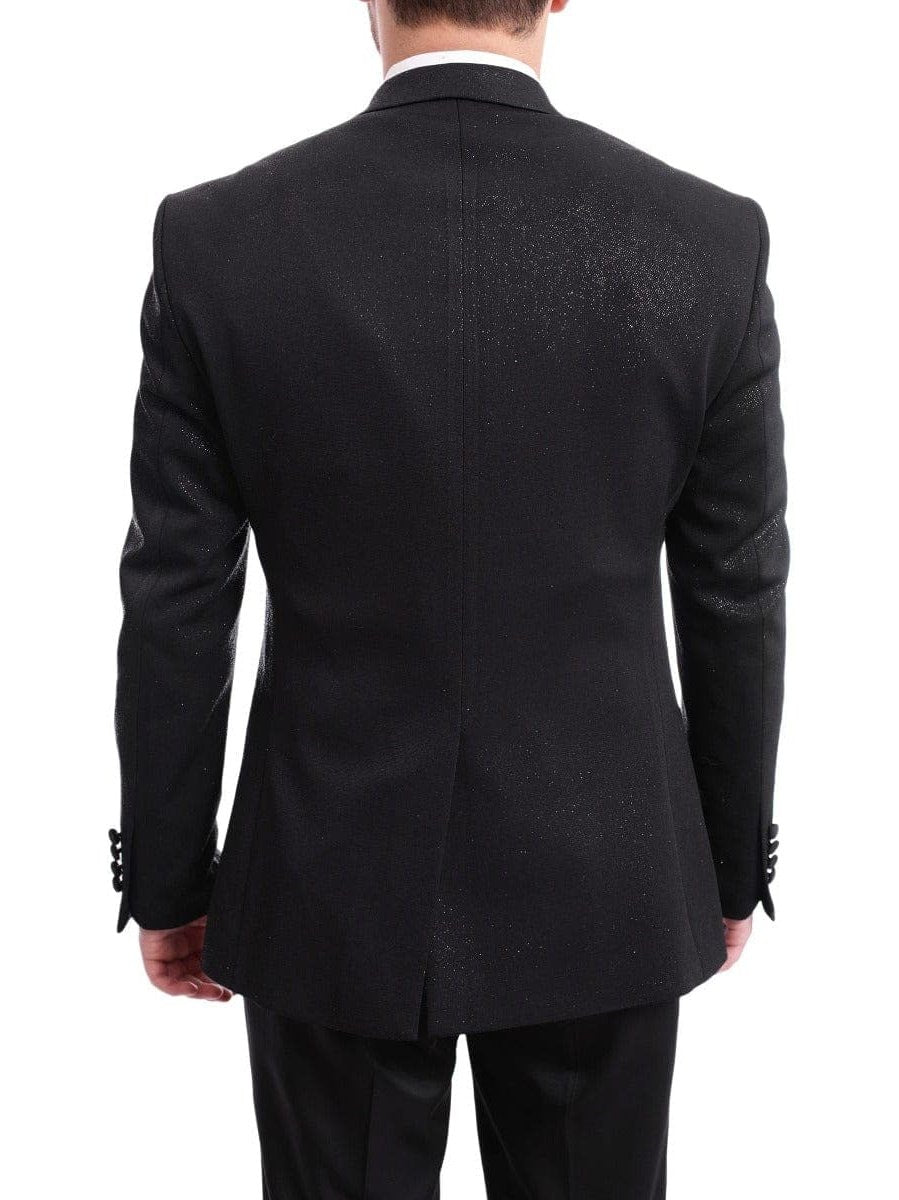 Cemden Sale Suits Cemden Slim Fit Black Sparkled One Button Three Piece Tuxedo Suit