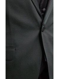 Thumbnail for Cemden Sale Suits Cemden Slim Fit Green Textured One Button Three Piece Tuxedo Suit