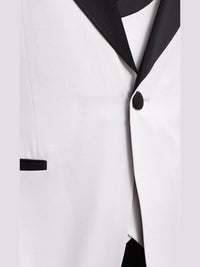 Thumbnail for Cemden Sale Suits Cemden Slim Fit Textured White One Button Three Piece Tuxedo Suit