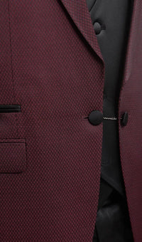 Thumbnail for Cemden THREE PIECE SUITS Cemden Extra Slim Fit Burgundy With Black Diamond Check Three Piece Tuxedo