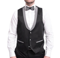 Thumbnail for Cemden THREE PIECE SUITS Cemden Extra Slim Fit Gray With Black Diamond Check Three Piece Tuxedo