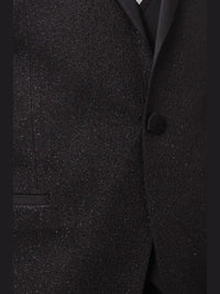 Thumbnail for Cemden THREE PIECE SUITS Cemden Mens Solid Black Slim Fit One Button Three Piece Tuxedo Suit