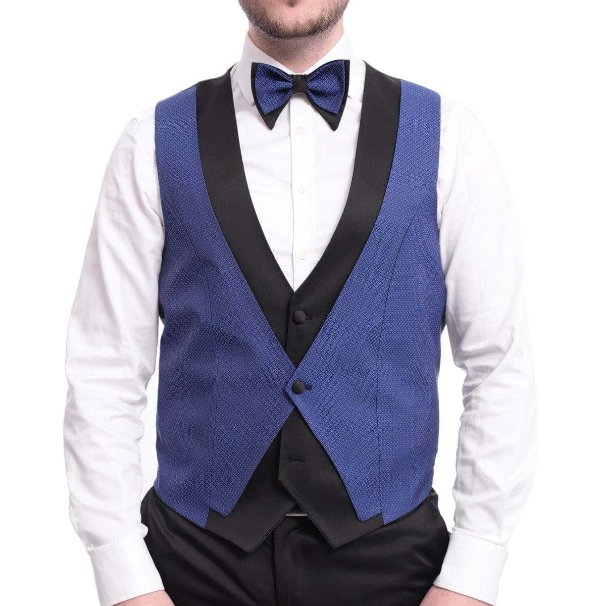 Cemden TUXEDOS Cemden Extra Slim Fit Blue Diamond Motif One Button Tuxedo With Matching Vest