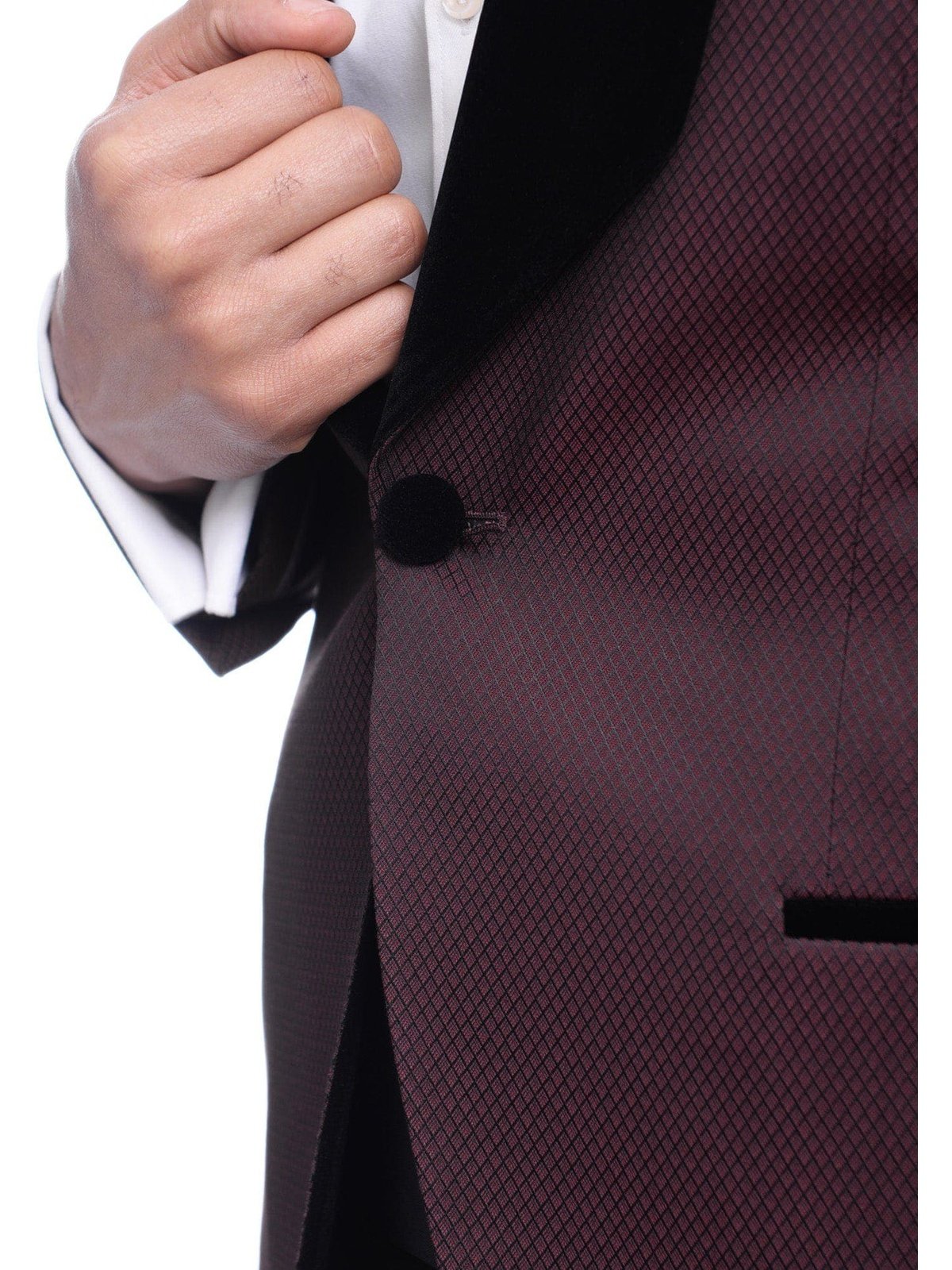 Cemden TUXEDOS Cemden Slim Fit Geometric Diamond Sheen Satin Tuxedo Suit With Shawl Lapels