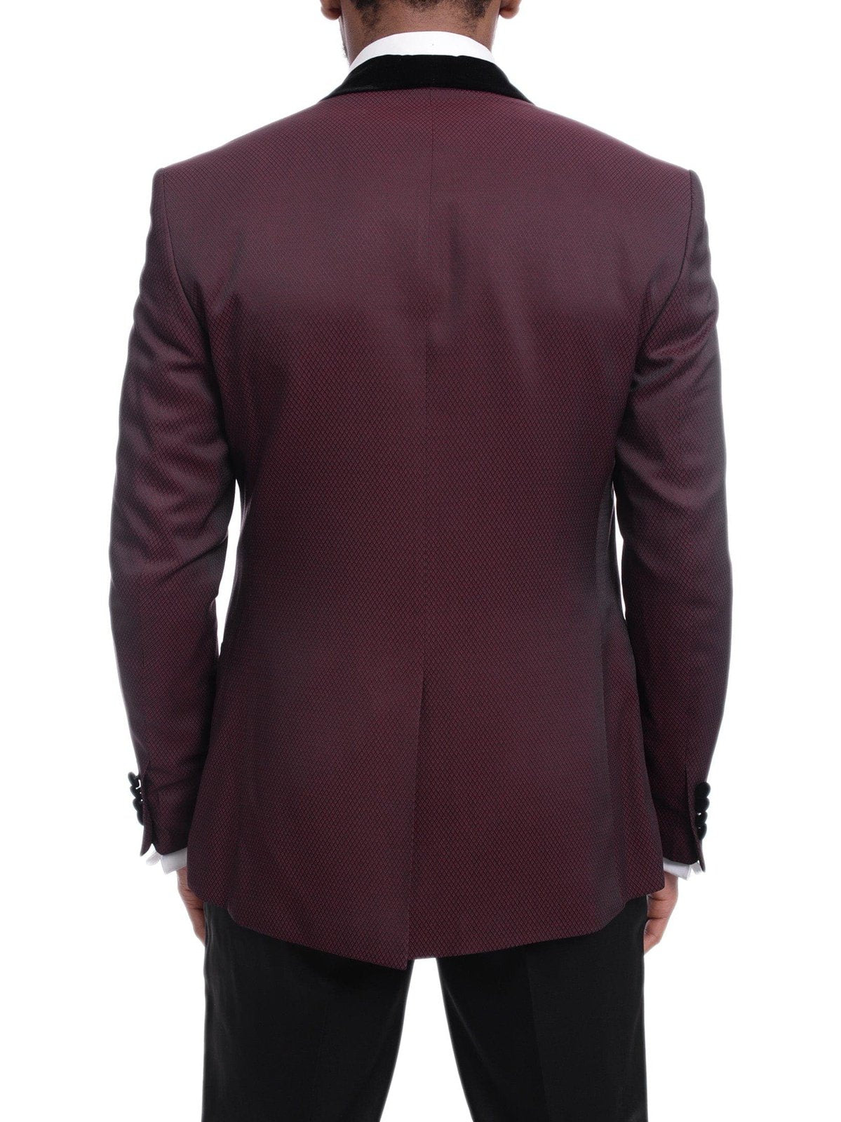 Cemden TUXEDOS Cemden Slim Fit Geometric Diamond Sheen Satin Tuxedo Suit With Shawl Lapels