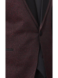 Thumbnail for Cemden TWO PIECE SUITS Cemden Mens Slim Fit Red & Black Shimmer 1-button 3 Piece Tuxedo Suit