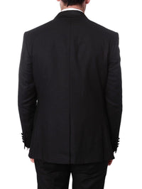 Thumbnail for Cemden TWO PIECE SUITS Cemden Mens Slim Fit Solid Black 1 Button 3 Piece Tuxedo Suit With Shawl Lapels