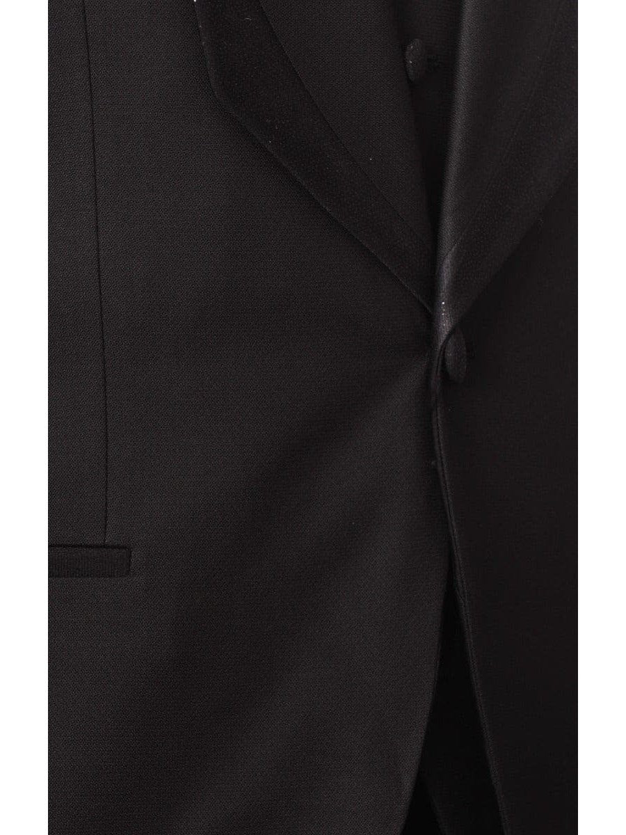 Cemden TWO PIECE SUITS Cemden Mens Slim Fit Solid Black 1-button 3-piece Tuxedo Suit With Shimmer Lapel