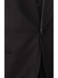 Thumbnail for Cemden TWO PIECE SUITS Cemden Mens Slim Fit Solid Black 1-button 3-piece Tuxedo Suit With Shimmer Lapel