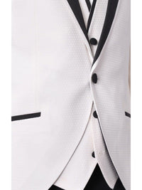 Thumbnail for Cemden TWO PIECE SUITS Cemden Mens Slim Fit Solid White 1-button 3 Piece Tuxedo Suit With Peak Lapels