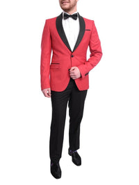 Thumbnail for Cengizhan Baybars Sale Suits Cengizhan Baybars Slim Fit Solid Red Two Button Tuxedo Suit