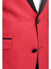 Thumbnail for Cengizhan Baybars Sale Suits Cengizhan Baybars Slim Fit Solid Red Two Button Tuxedo Suit