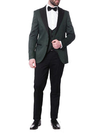 Thumbnail for Cengizhan Baybars TWO PIECE SUITS Cengizhan Baybars Mens Slim Fit Emerald Green 3-piece Tuxedo Suit Peak Lapels