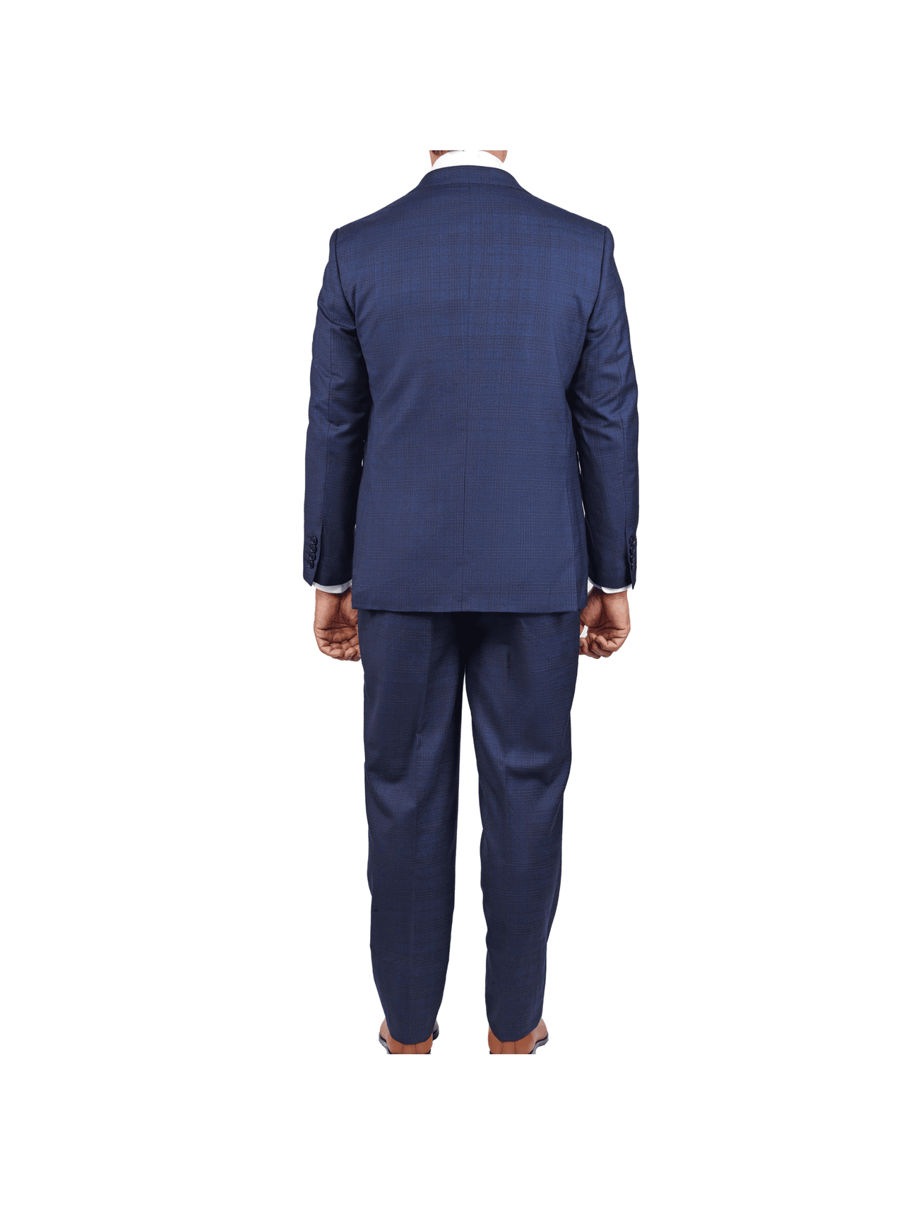 Centrion SUITS Centrion Mens Blue Plaid Regular Fit 100% Wool 2 Button Suit