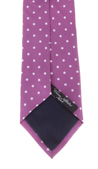 Thumbnail for Cesare Attolini Napoli Mens Purple Polka Dot Handmade Silk Necktie - The Suit Depot