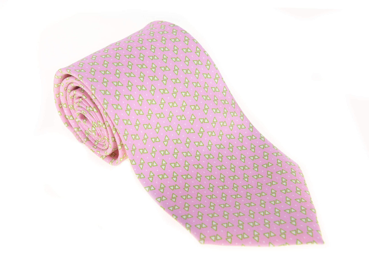 Cesare Attolini Ties For Amazon Cesare Attolini Napoli Pink With Green Triangle Pattern Handmade Silk Necktie