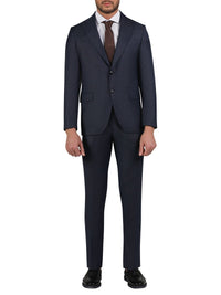 Thumbnail for Di'nucci SUITS 36S Di'nucci Navy With Blue Stripe Peak Lapel Wool Suit