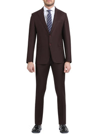 Thumbnail for Di'nucci SUITS 38R Di'nucci Solid Burgundy Peak Lapel Wool Suit