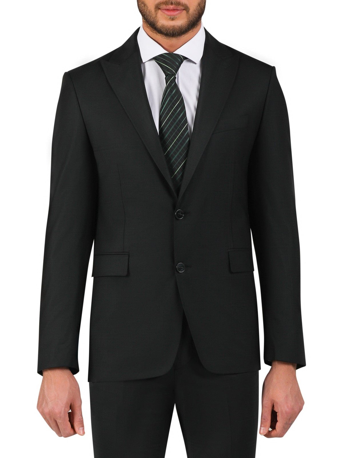 Di'nucci SUITS Di'nucci Black Textured Peak Lapel Wool Suit