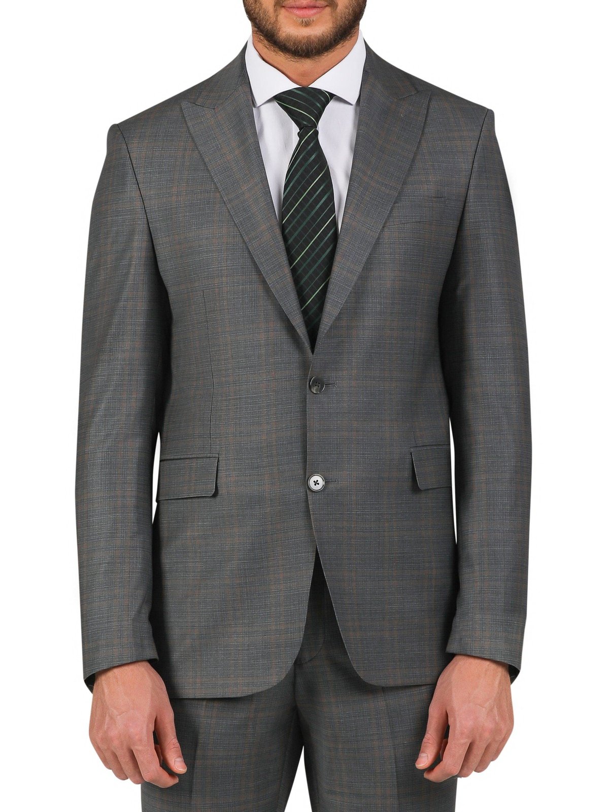 Di'nucci SUITS Di'nucci Gray With Light Gray Pinstripe Peak Lapel Wool Suit