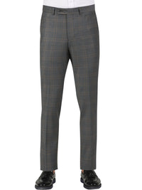 Thumbnail for Di'nucci SUITS Di'nucci Light Gray With Brown Windowpane Peak Lapel Wool Suit