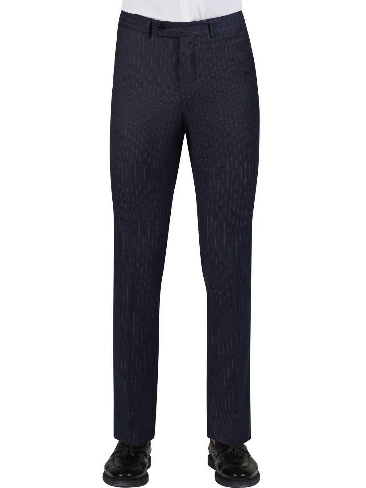 Di'nucci SUITS Di'nucci Navy With Purple Pinstripe Double Breasted Peak Lapel Wool Suit