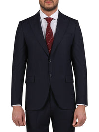 Thumbnail for Di'nucci SUITS Di'nucci Navy With Purple Pinstripe Peak Lapel Wool Suit