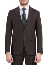 Thumbnail for Di'nucci SUITS Di'nucci Solid Chocolate Brown Peak Lapel Wool Suit