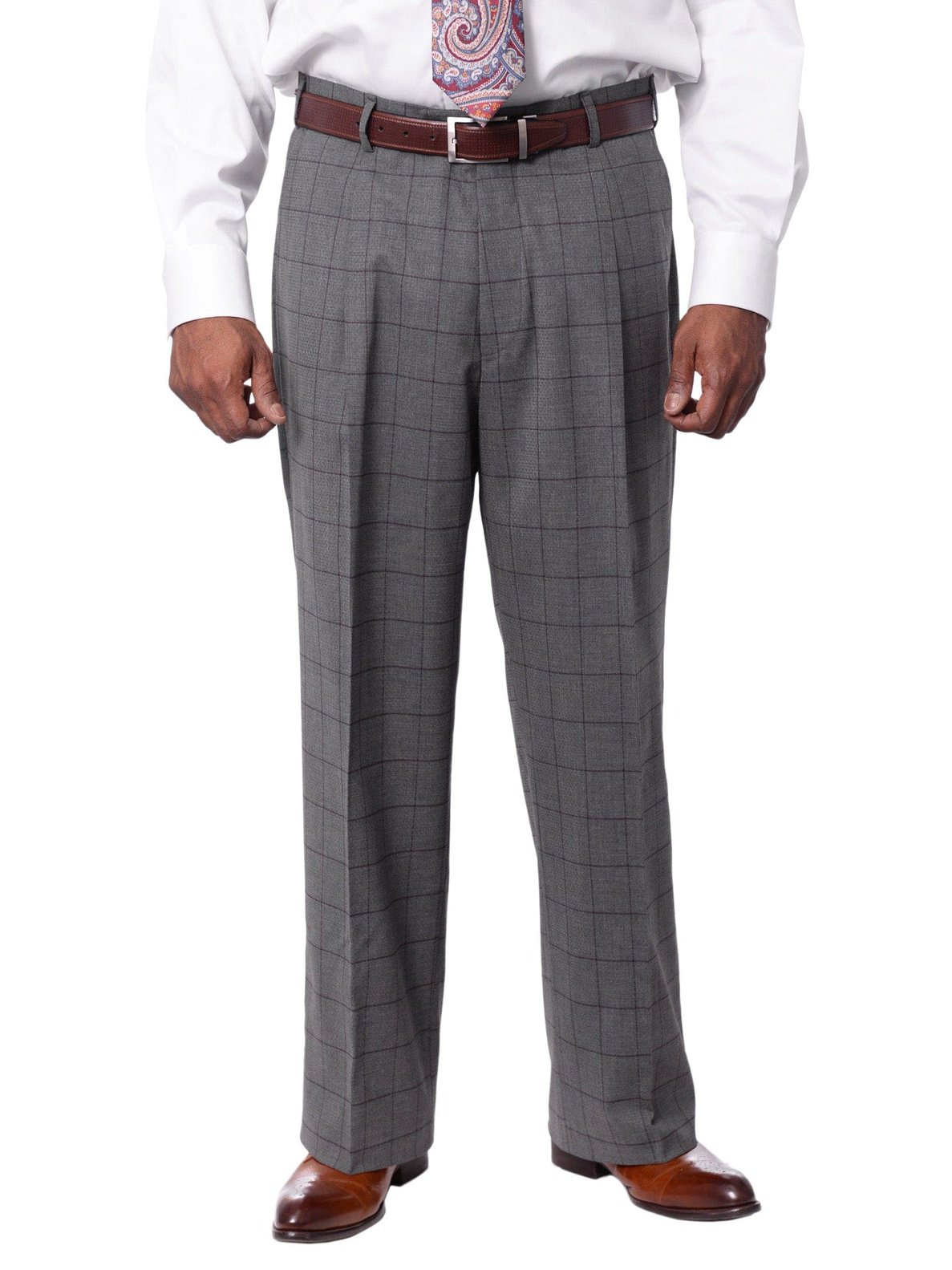 Extrema Extrema Mens Gray Check Wool Blend 3 Piece Vested Regular Fit Suit