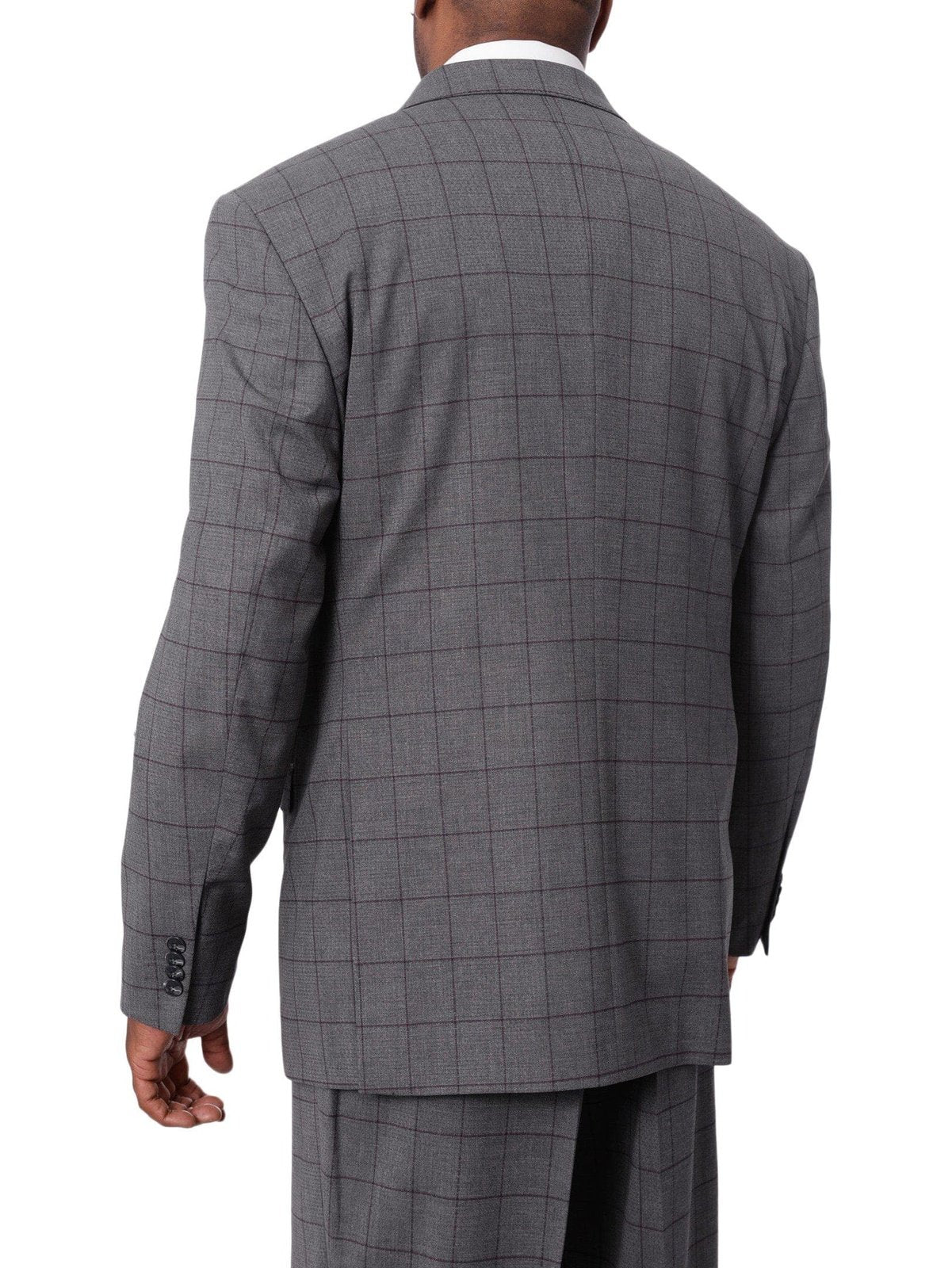 Extrema Extrema Mens Gray Check Wool Blend 3 Piece Vested Regular Fit Suit