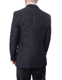 Thumbnail for Extrema TUXEDOS Extrema Mens Black Dots Cotton Blend Slim Fit 3 Piece Tuxedo With Peak Lapels