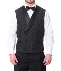 Thumbnail for Extrema TUXEDOS Extrema Mens Black Dots Cotton Blend Slim Fit 3 Piece Tuxedo With Peak Lapels